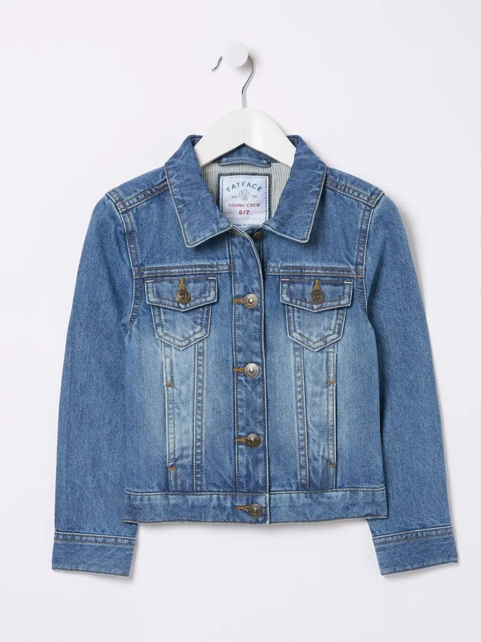 Kids Coats and Jackets Fat Face Light Blue Plain Denim Jacket