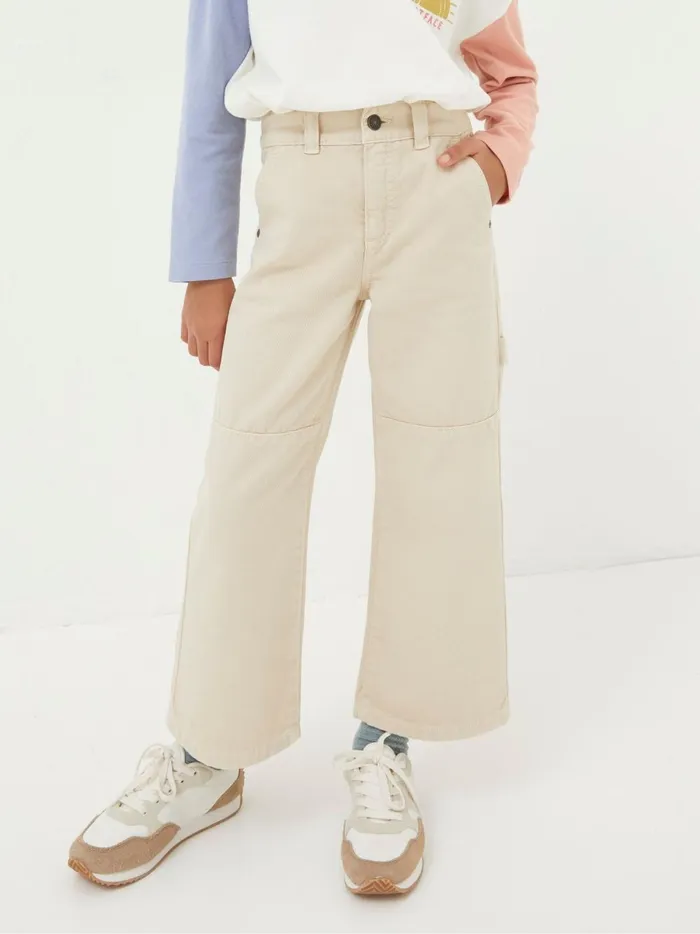 Kids Jeans and Leggings Fat Face Natural Wide Leg Trousers