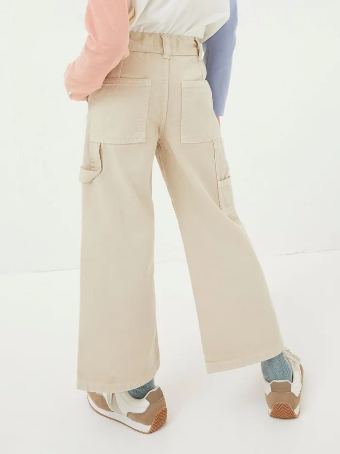 Kids Jeans and Leggings Fat Face Natural Wide Leg Trousers