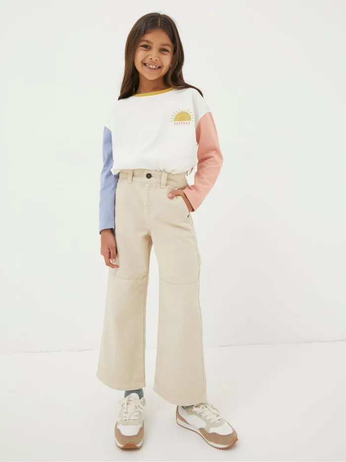 Kids Jeans and Leggings Fat Face Natural Wide Leg Trousers