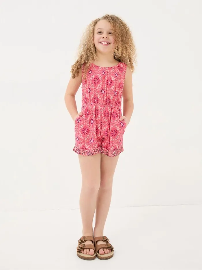 Kids Jumpsuits and Playsuits Fat Face Amelia Geo Print Pink Print Playsuit