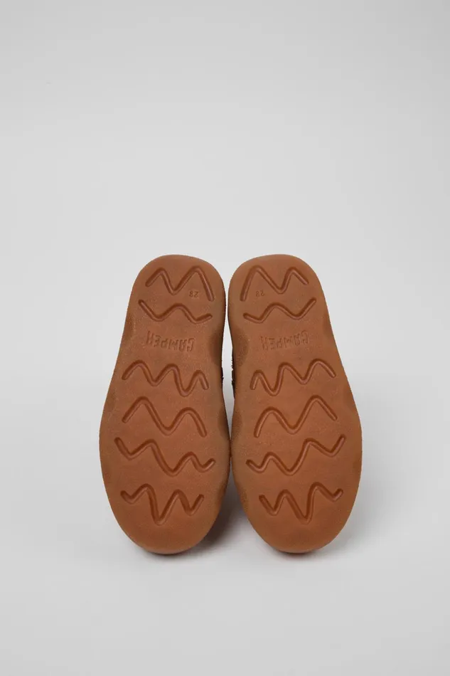 Kids Kiddo Brown Leather And Textile Ankle Boots For Kids Camper Boots Kids Kiddo Brown Leather And Textile Ankle Boots For Kids Camper Boots
