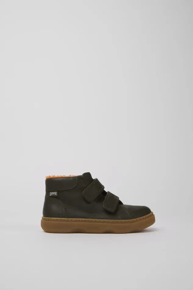 Kids Kiddo Green Leather Boots Camper Boots Kids Kiddo Green Leather Boots Camper Boots
