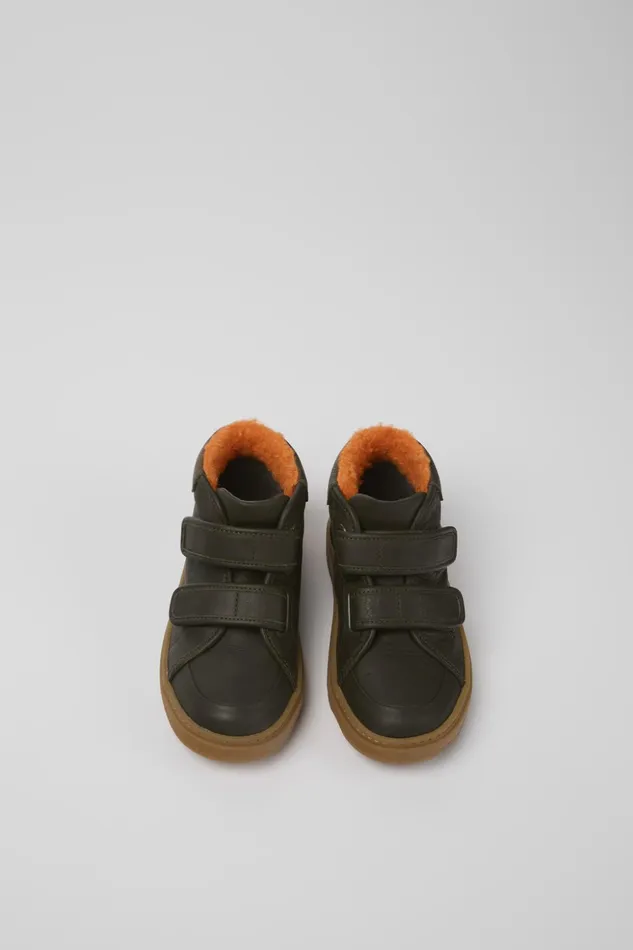 Kids Kiddo Green Leather Boots Camper Boots Kids Kiddo Green Leather Boots Camper Boots