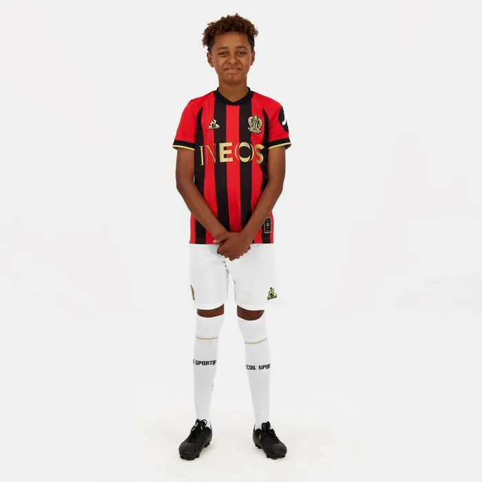 Kids Le Coq Sportif Shorts OGC Nice 8211 Match Outfit Shorts Kids New Optical White