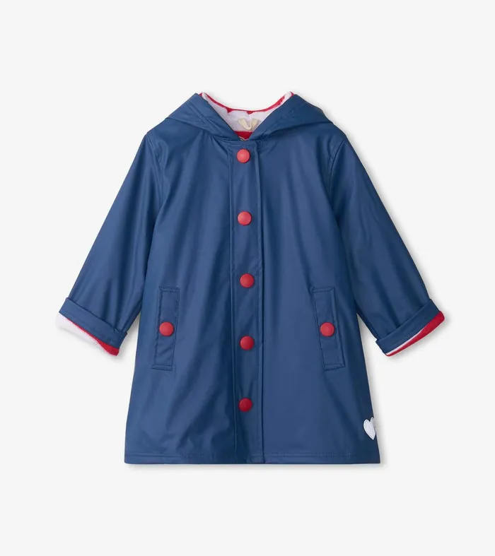 Kids Navy and Red ButtonUp Rain Jacket Hatley