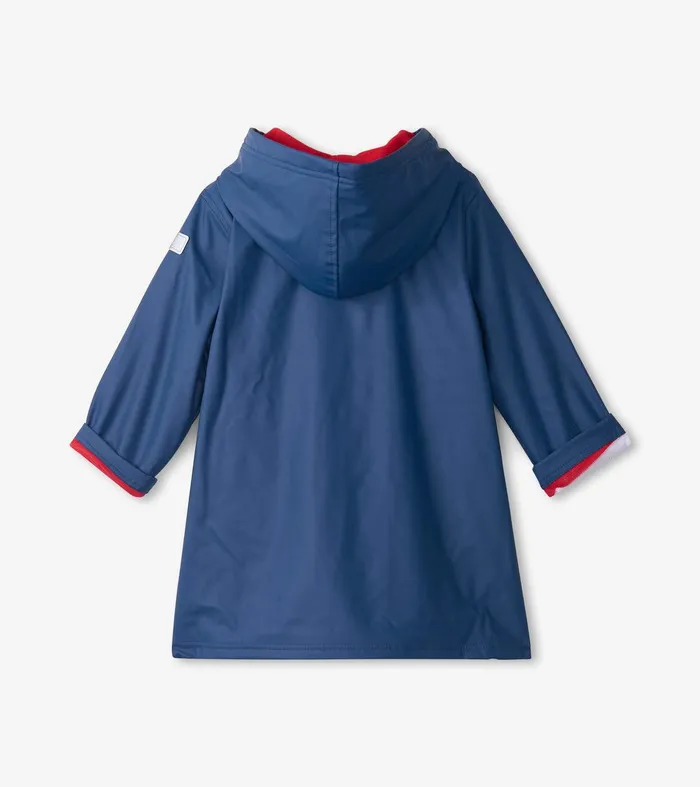Kids Navy and Red ButtonUp Rain Jacket Hatley