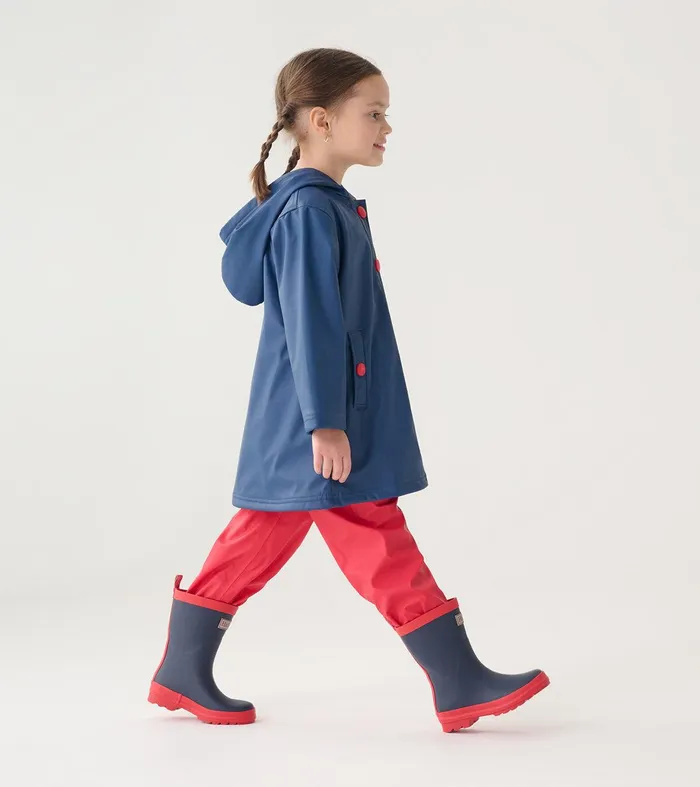 Kids Navy and Red ButtonUp Rain Jacket Hatley
