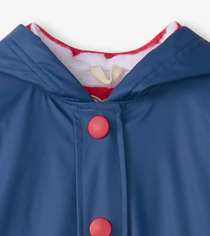 Kids Navy and Red ButtonUp Rain Jacket Hatley