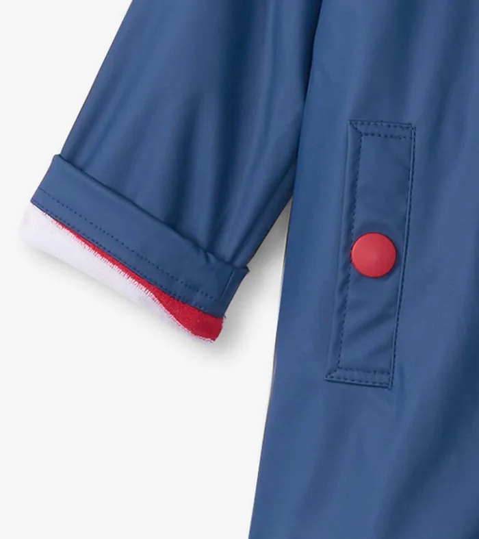 Kids Navy and Red ButtonUp Rain Jacket Hatley