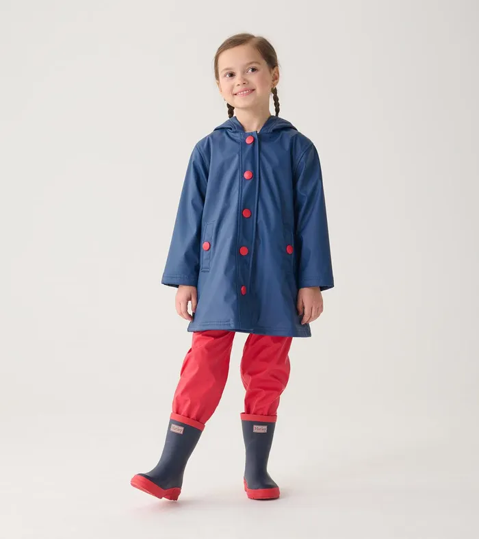 Kids Navy and Red Matte Rain Boots Hatley