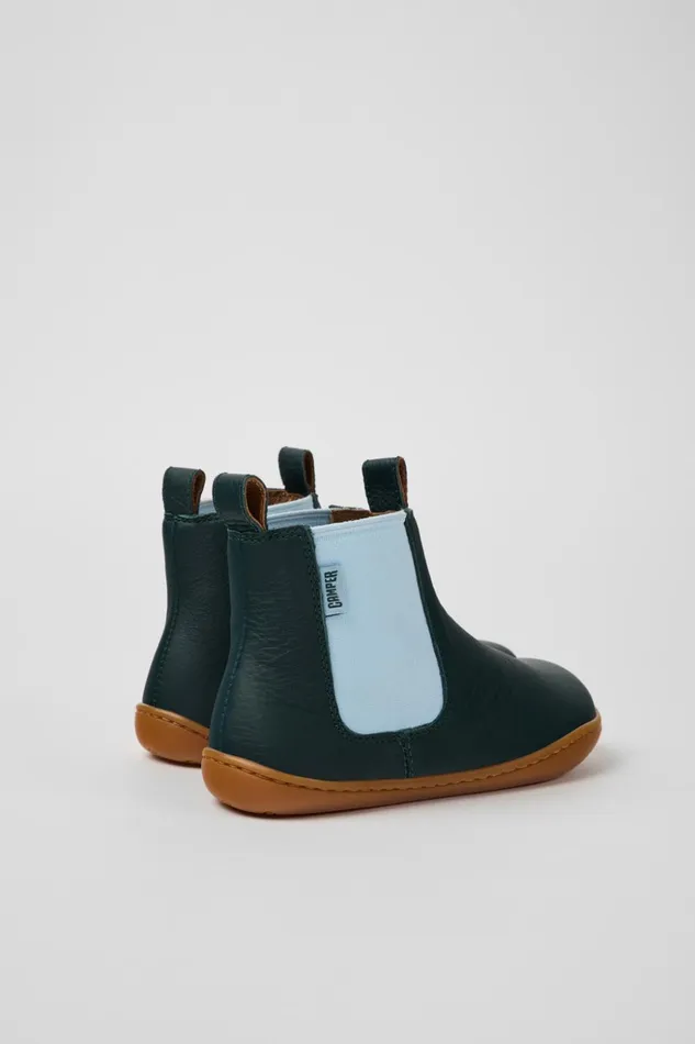 Kids Peu Green Leather Ankle Boots For Kids Camper Boots Kids Peu Green Leather Ankle Boots For Kids Camper Boots