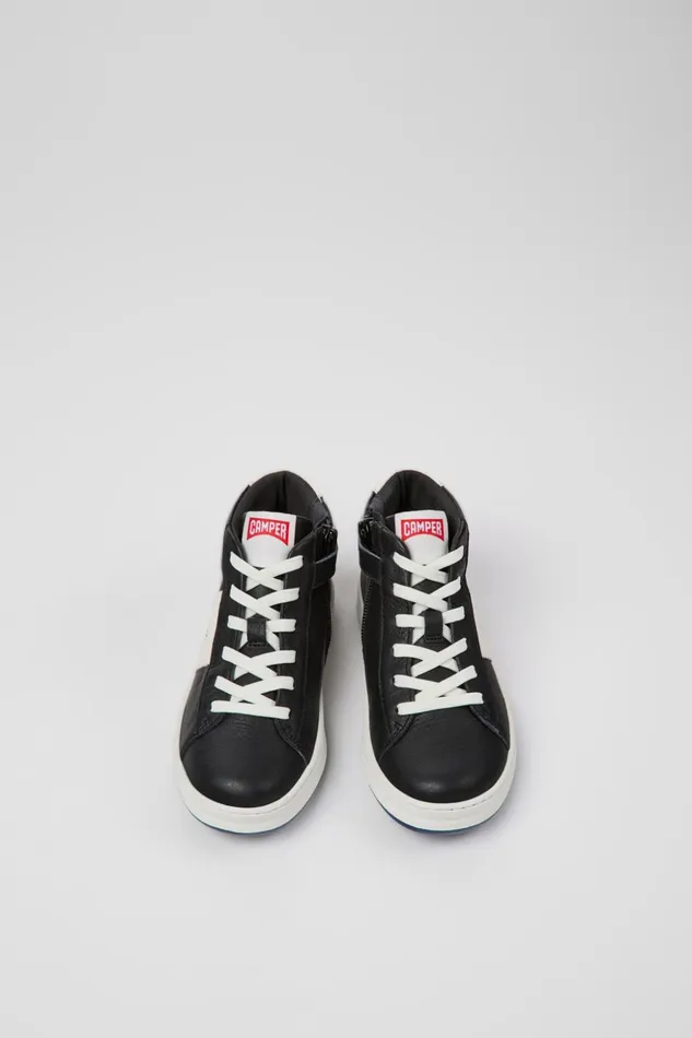 Kids Runner Black And White Leather Sneakers For Kids Camper School Shoes Kids Runner Black And White Leather Sneakers For Kids Camper School Shoes