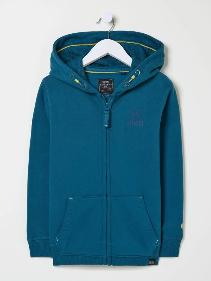 Kids Sweatshirts and Hoodies Fat Face Teal Blue Animal Zip Through Hoodie