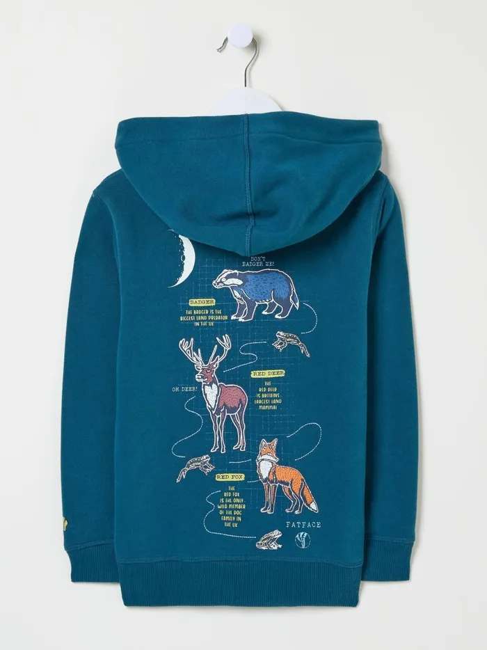 Kids Sweatshirts and Hoodies Fat Face Teal Blue Animal Zip Through Hoodie Kids Sweatshirts and Hoodies Fat Face Teal Blue Animal Zip Through Hoodie