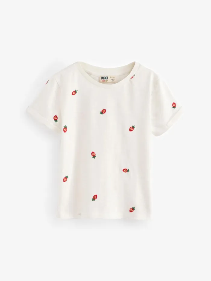 Kids Tops and TShirts Fat Face White Fruit Emb 100 Cotton TShirt
