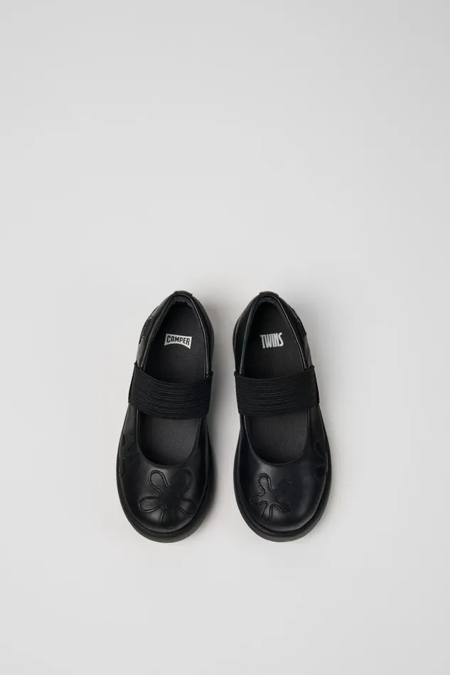 Kids Twins Black Leather Shoes For Kids Camper Ballerinas Kids Twins Black Leather Shoes For Kids Camper Ballerinas
