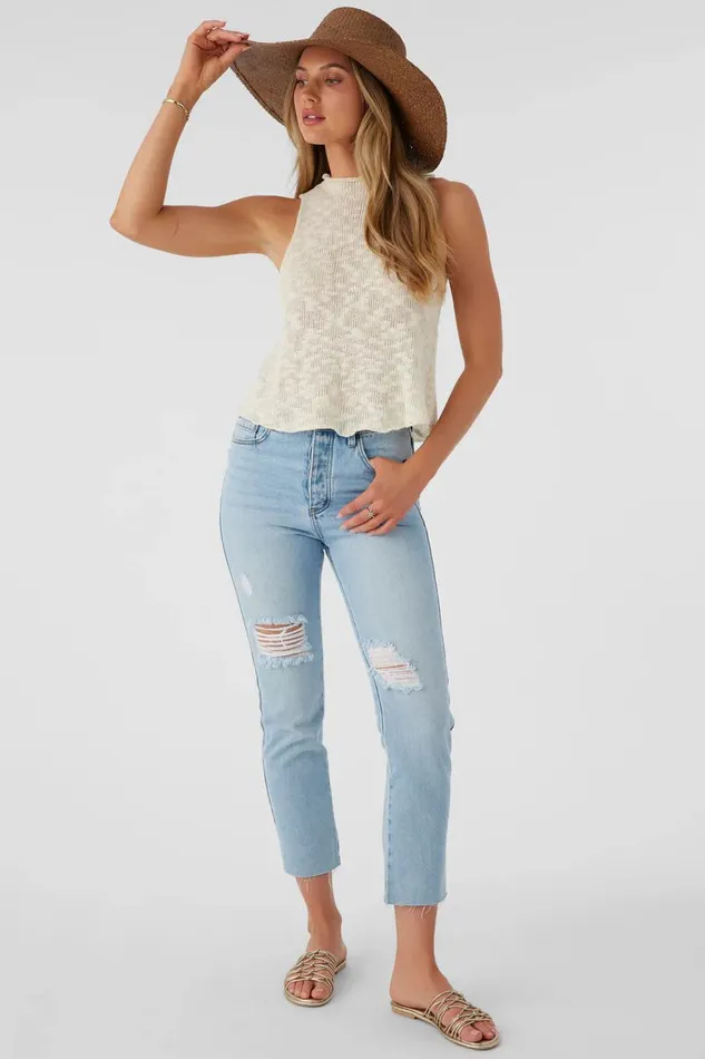 KINSLIE SLUB MOCK NECK SWEATER TANK TOP Winter White Women O039NEILL Clothing