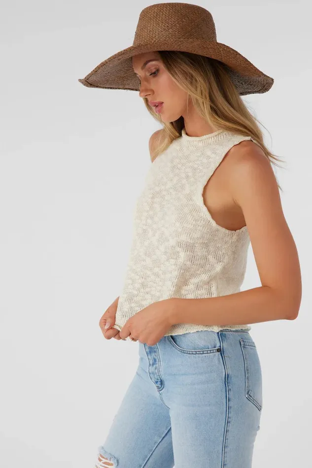 KINSLIE SLUB MOCK NECK SWEATER TANK TOP Winter White Women O039NEILL Clothing