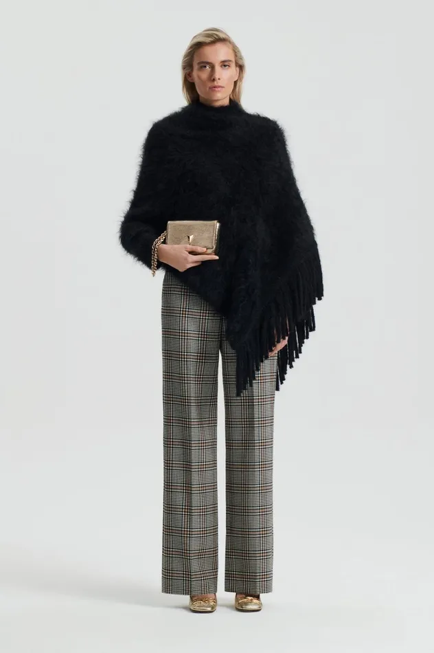 Knitwear Women Scanlan Theodore BRUSHED FRINGED CAPE Black