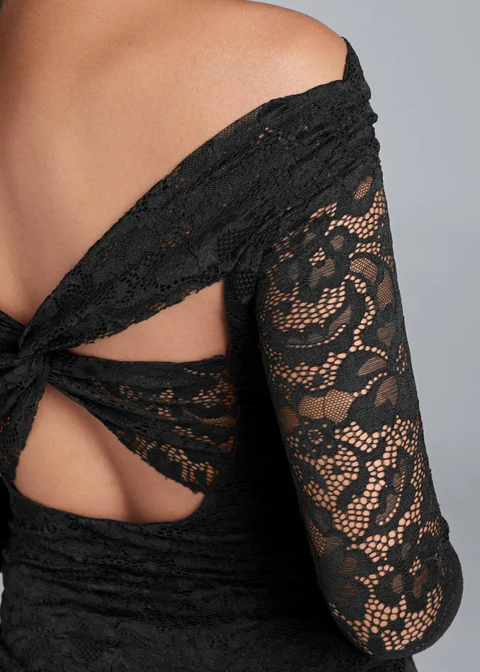 LACE CROSS BACK TOP Black Women VENUS Night Out Tops