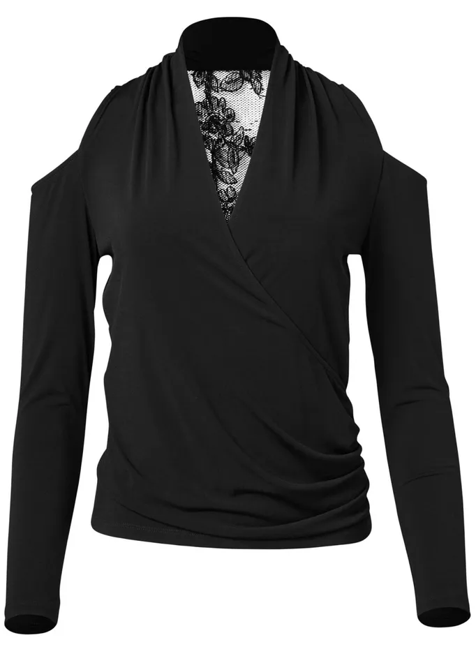 LACE DETAIL BACK TOP Black Women VENUS Night Out Tops