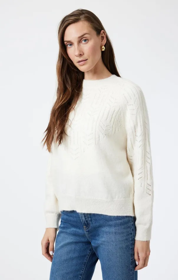 Lace Detail Sweater In Antique White Women Mavi Jeans Sweaters Lace Detail Sweater In Antique White Women Mavi Jeans Sweaters