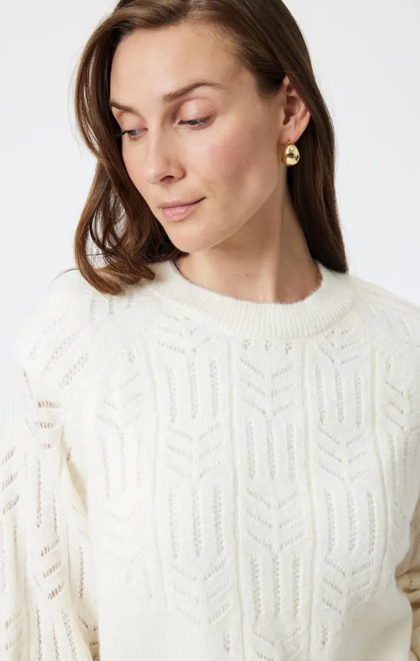 Lace Detail Sweater In Antique White Women Mavi Jeans Sweaters Lace Detail Sweater In Antique White Women Mavi Jeans Sweaters