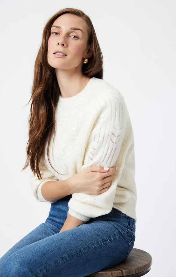 Lace Detail Sweater In Antique White Women Mavi Jeans Sweaters Lace Detail Sweater In Antique White Women Mavi Jeans Sweaters