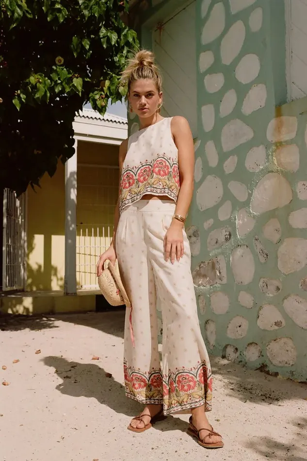 LACEY BORDER PRINT PANTS Mother Of Pearl Women O039NEILL Collections