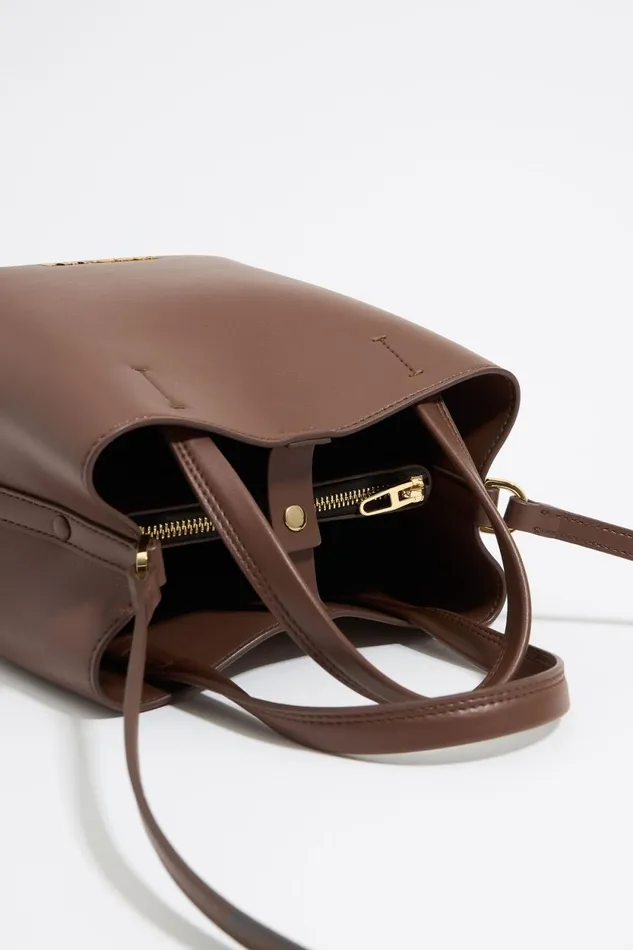 Large Mocha Leather Chihuahua Shopper Bag Moka Women Bimba Y Lola Crossbody Bags