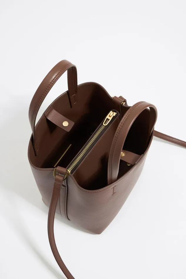 Large Mocha Leather Chihuahua Shopper Bag Moka Women Bimba Y Lola Crossbody Bags