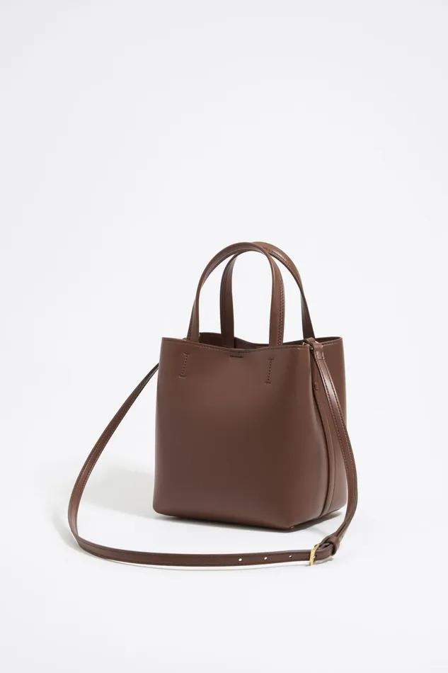 Large Mocha Leather Chihuahua Shopper Bag Moka Women Bimba Y Lola Crossbody Bags