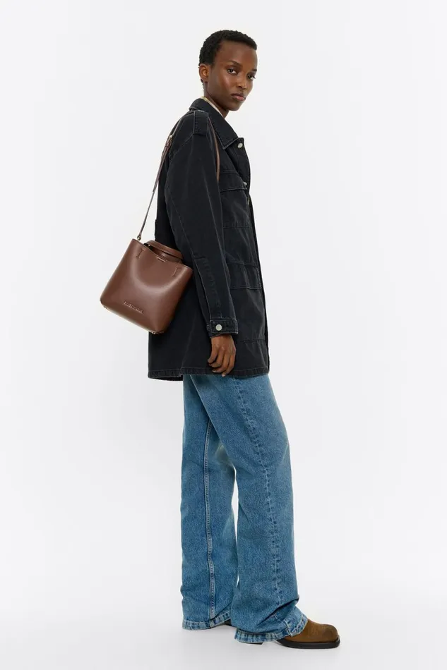 Large Mocha Leather Chihuahua Shopper Bag Moka Women Bimba Y Lola Crossbody Bags