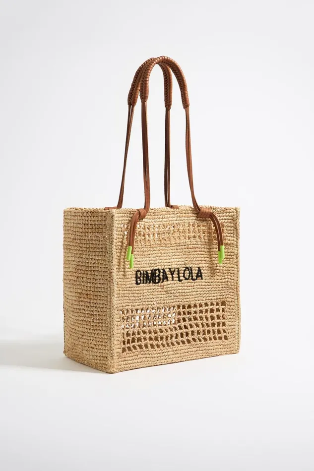 Large Natural Raffia Tote Bag Natural Women Bimba Y Lola Raffia Bags