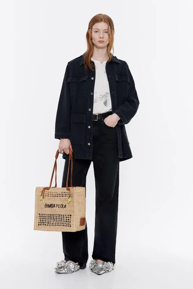 Large Natural Raffia Tote Bag Natural Women Bimba Y Lola Raffia Bags