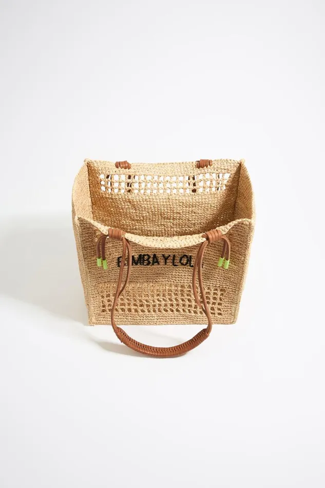 Large Natural Raffia Tote Bag Natural Women Bimba Y Lola Raffia Bags