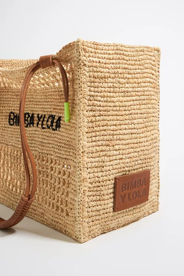 Large Natural Raffia Tote Bag Natural Women Bimba Y Lola Raffia Bags