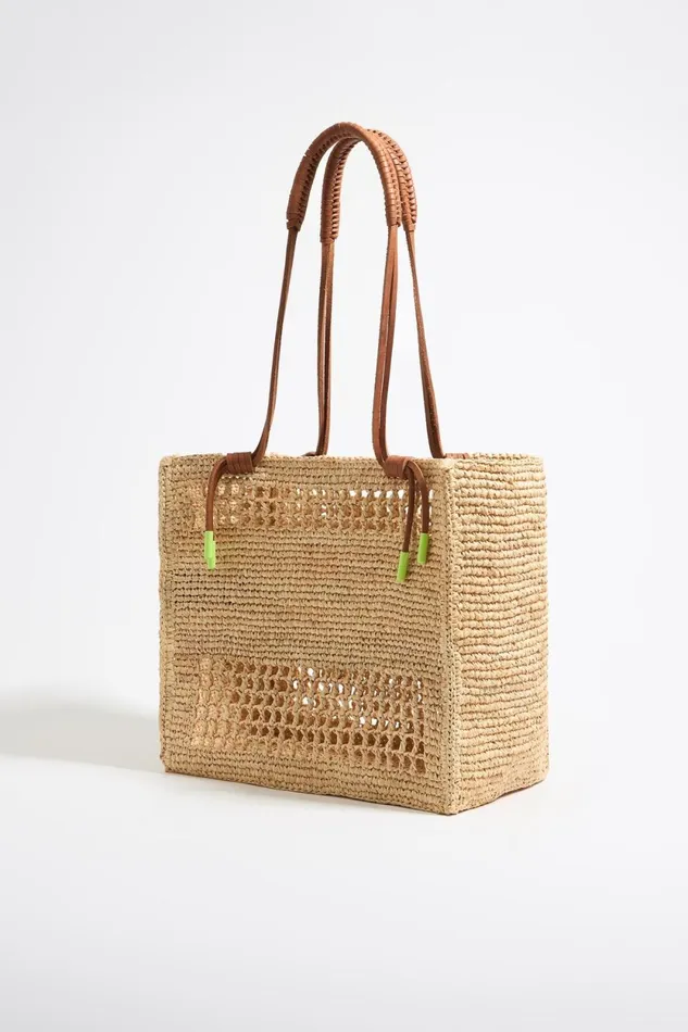Large Natural Raffia Tote Bag Natural Women Bimba Y Lola Raffia Bags