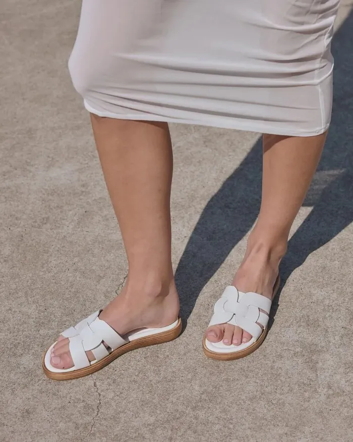 Leather Sandals VIASCO WHITE Flatform 8211 NOVO Shoes Women