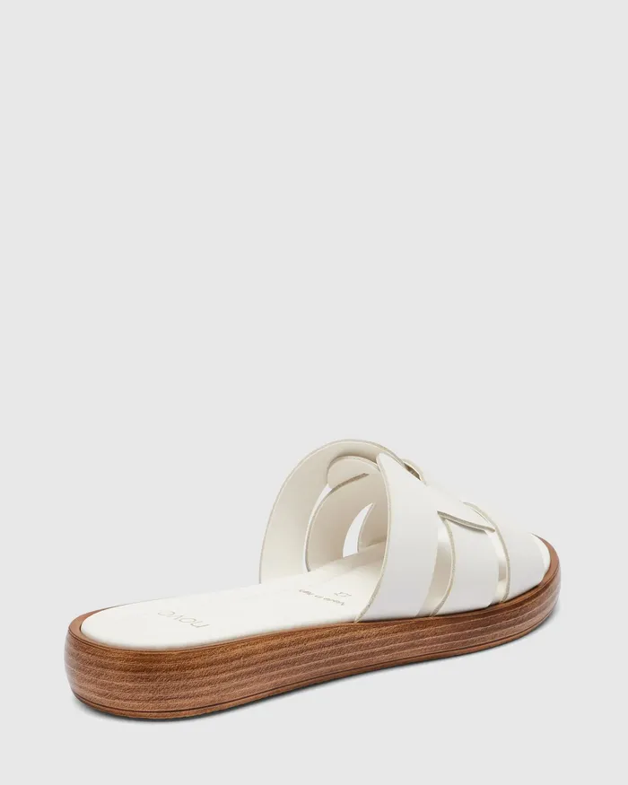 Leather Sandals VIASCO WHITE Flatform 8211 NOVO Shoes Women