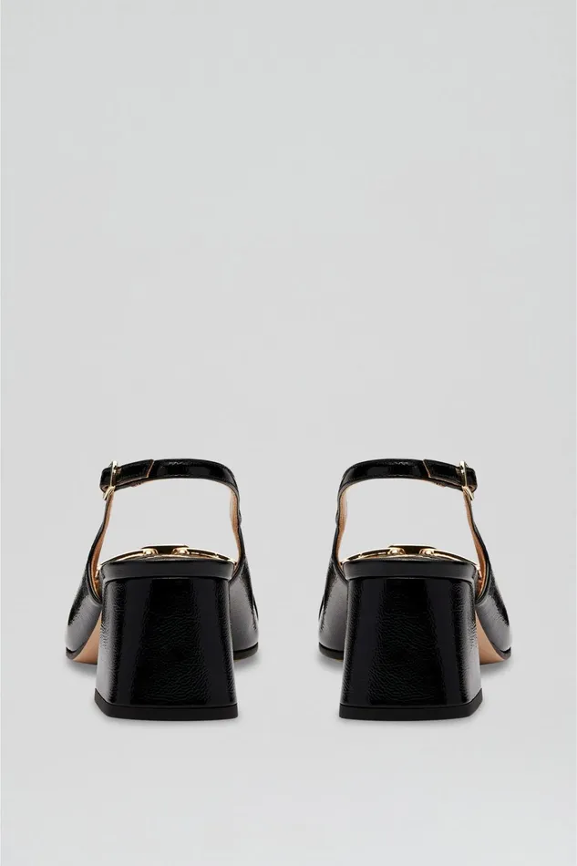 Leather Women Scanlan Theodore GOLD TRIM SLINGBACK 55 Black Leather Women Scanlan Theodore GOLD TRIM SLINGBACK 55 Black