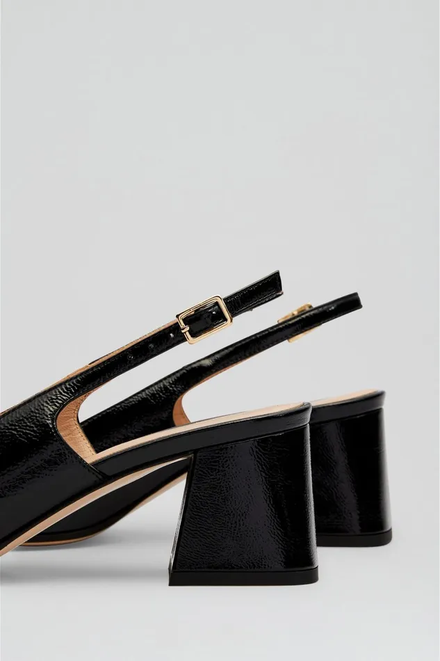 Leather Women Scanlan Theodore GOLD TRIM SLINGBACK 55 Black Leather Women Scanlan Theodore GOLD TRIM SLINGBACK 55 Black