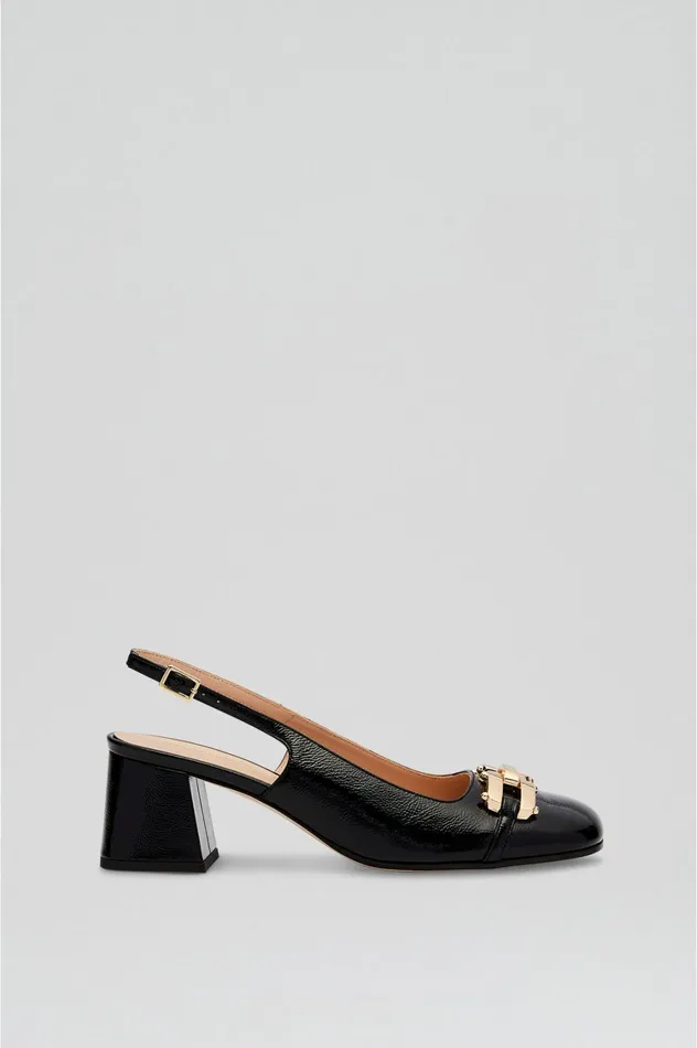 Leather Women Scanlan Theodore GOLD TRIM SLINGBACK 55 Black Leather Women Scanlan Theodore GOLD TRIM SLINGBACK 55 Black