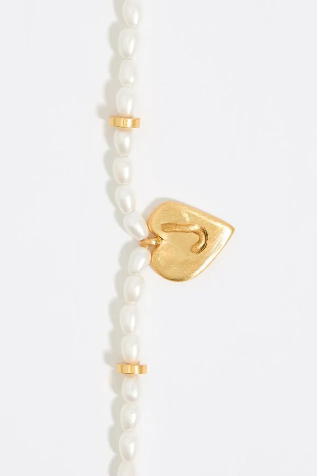 Letter J Heart And Pearl Necklace Gold Women Bimba Y Lola Alphabet Letter J Heart And Pearl Necklace Gold Women Bimba Y Lola Alphabet