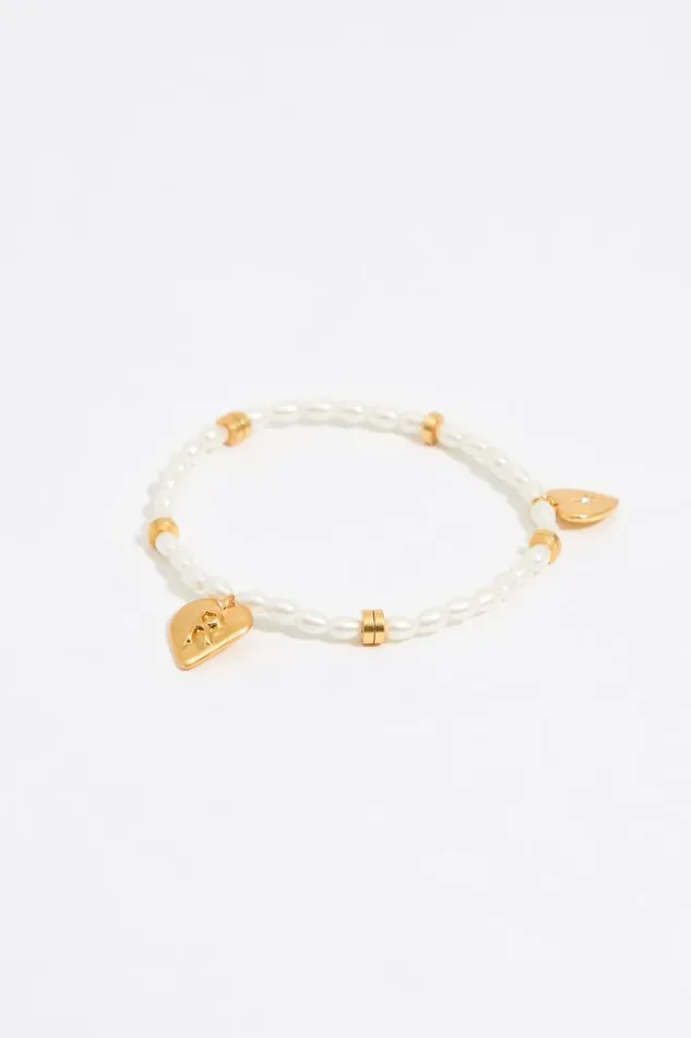 Letter R Heart And Pearl Bracelet Gold Women Bimba Y Lola Alphabet