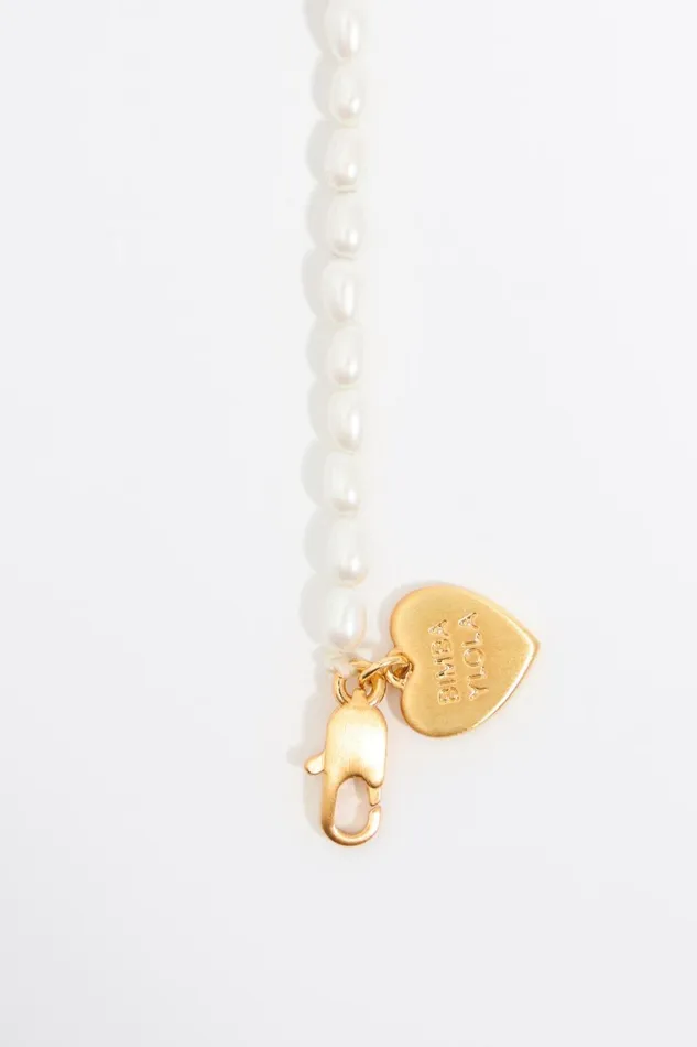 Letter V Heart And Pearl Necklace Gold Women Bimba Y Lola Alphabet Letter V Heart And Pearl Necklace Gold Women Bimba Y Lola Alphabet