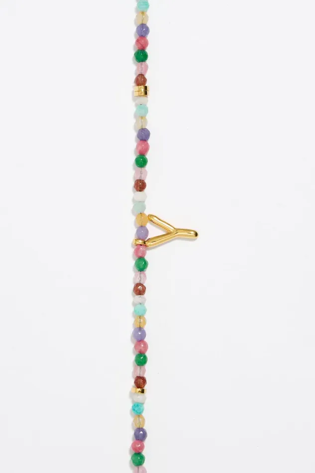 Letter Y Multicolor Stones Necklace Gold Women Bimba Y Lola Alphabet Letter Y Multicolor Stones Necklace Gold Women Bimba Y Lola Alphabet