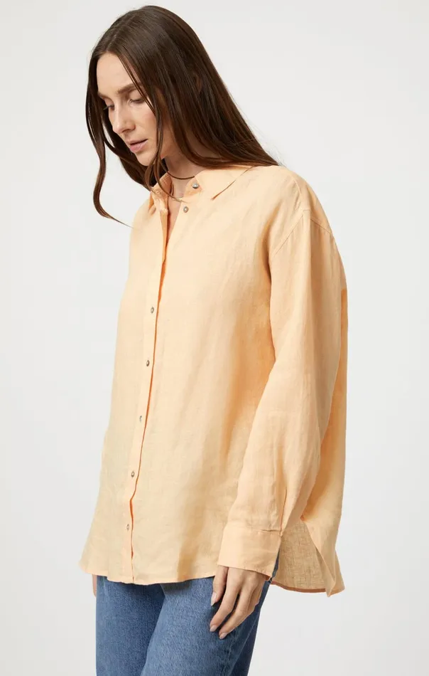 Linen ButtonUp Shirt In Caramel Cream Women Mavi Jeans Shirts Linen ButtonUp Shirt In Caramel Cream Women Mavi Jeans Shirts