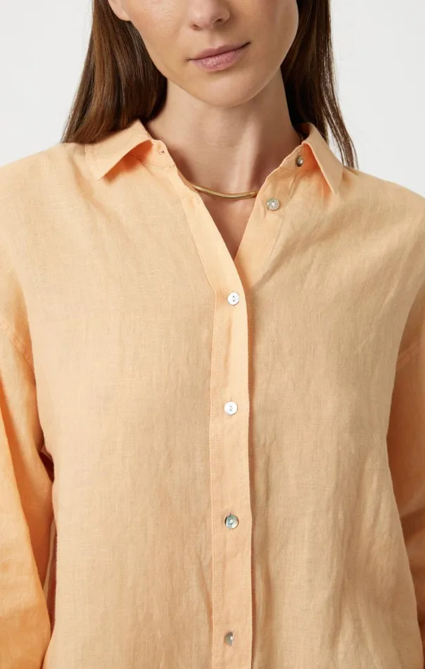 Linen ButtonUp Shirt In Caramel Cream Women Mavi Jeans Shirts Linen ButtonUp Shirt In Caramel Cream Women Mavi Jeans Shirts